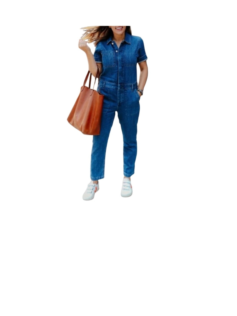 Everlane Indigo Blue Denim Short-Sleeve Jumpsuit Size 8 In GUC. OBO